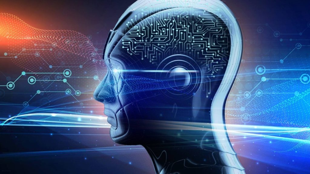 Ein goldenes Cyber-Gehirn trifft auf blaue Datenströme als Symbol für SEO-Psychologie und emotionale Trigger.